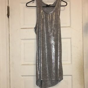 Silver muscle tank dress! Loose fit!